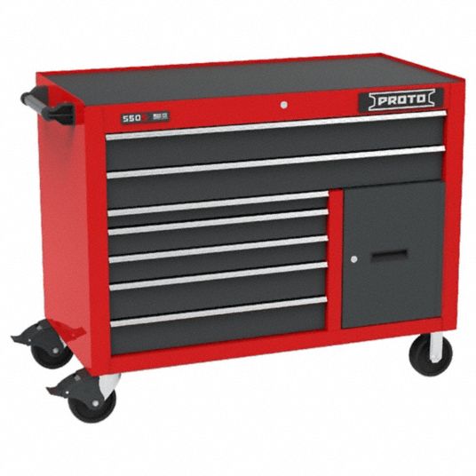 PROTO, Gloss Red, 50 in W x 25 1/4 in D x 41 in H, Rolling Tool Cabinet ...