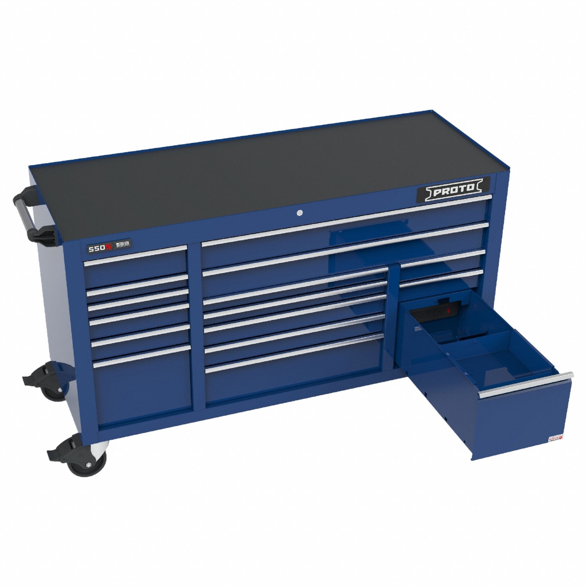 PROTO, Blue / Blue Drawer, 67 in W x 25 1/4 in D x 41 in H, Rolling ...