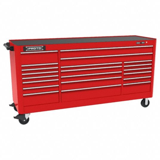 PROTO, Gloss Red, 88 in W x 27 in D x 46 in H, Rolling Tool Cabinet ...