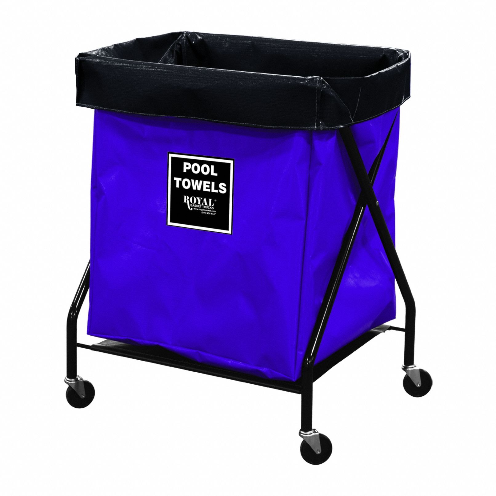 X-Frame Hamper: Vinyl Liner, Purple, (4) Swivel, 9.5 cu ft Total Volume, Steel
