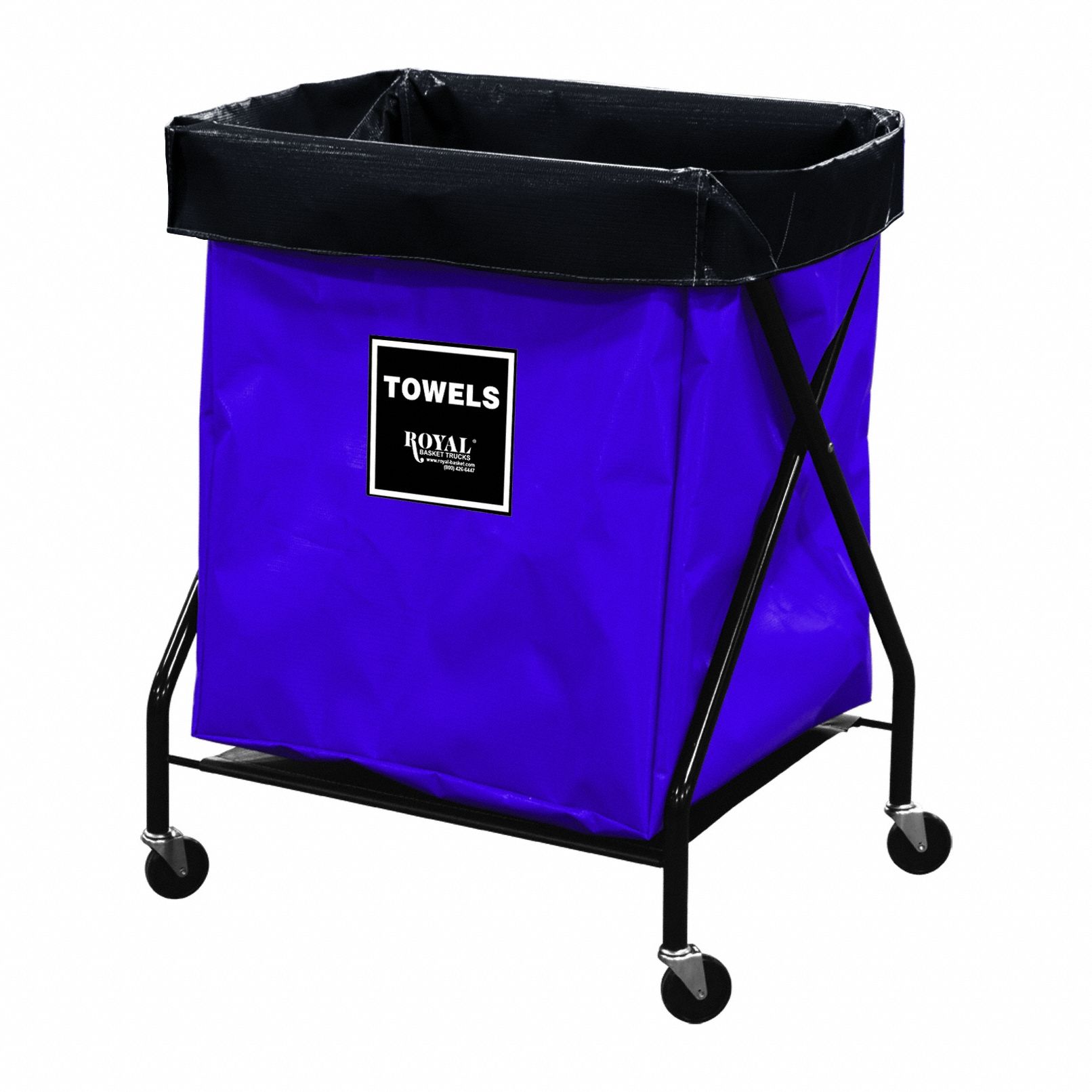 X-Frame Hamper: Vinyl Liner, Purple, (4) Swivel, 7.6 cu ft Total Volume, Steel