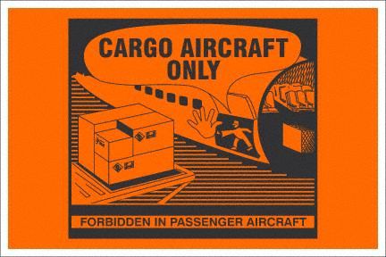 Cargo Aircraft Only Label 4x6 BK/OR