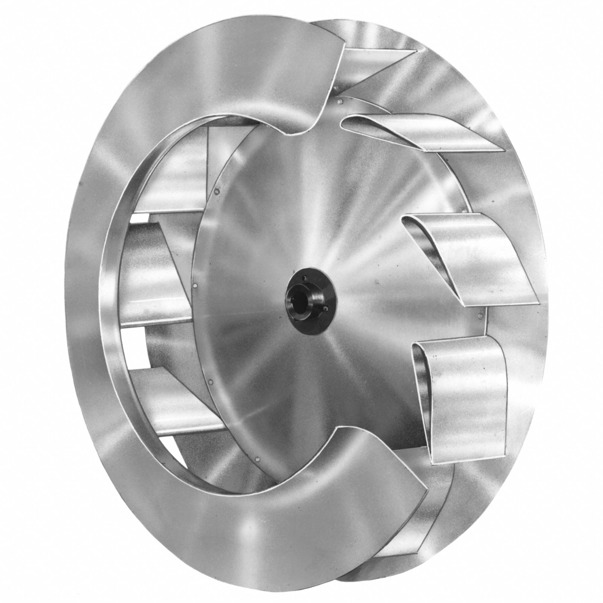 Blower Wheel: Airfoil, 25 in Dia, CW Closed End, Aluminum Wheel, 1 Inlets, 1 in Bore, Convex, Tabbed