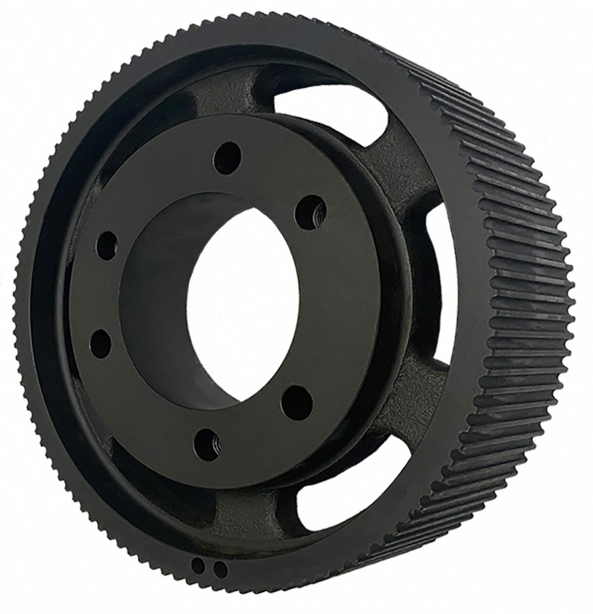 Timing Belt Pulley: Curvilinear, Bushed, For HTD Timing Belt Section, 112 Teeth