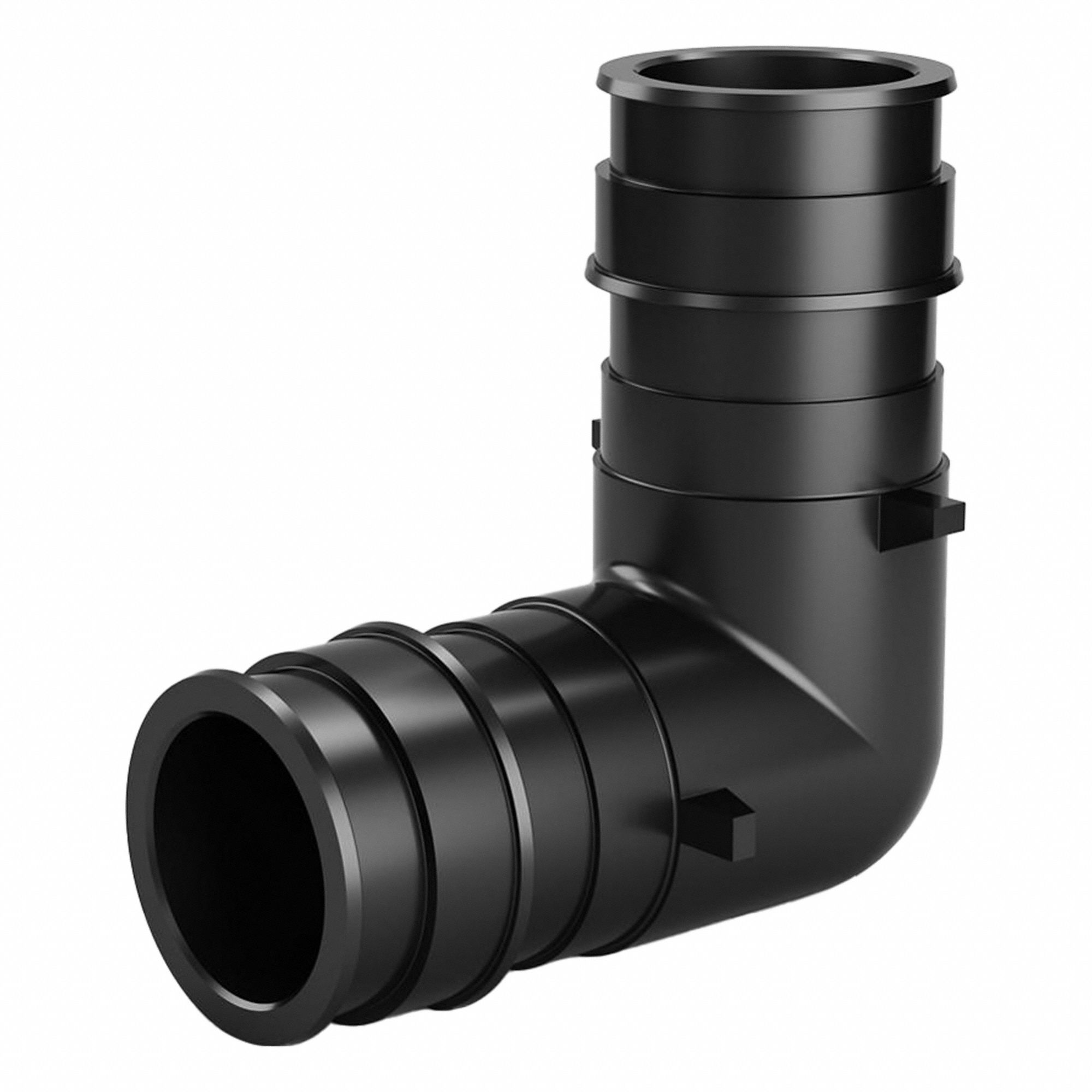 Barbed Fitting Elbow: 1 5/64 in ID x 1 1/2 in Pipe Size, Barbed, Polymer, Expansion