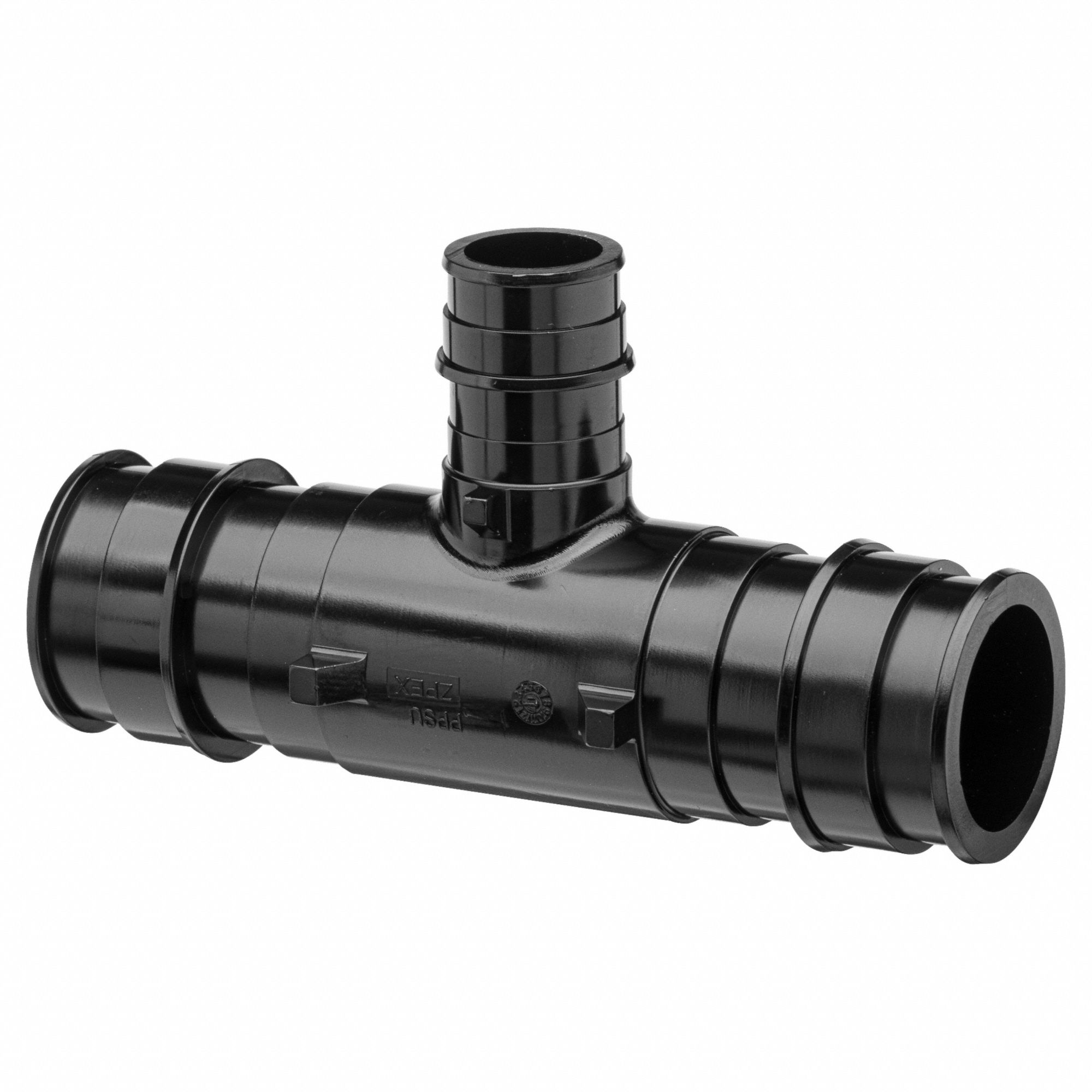 Barbed Tee: Polymer, Expansion, 1 1/4 in ID, 1 1/4 in ID, 3/4 in ID