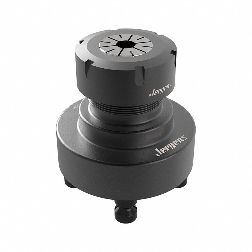 JERGENS Quick Lock Collet Fixture: Alloy Steel, 52 mm_96 mm Stud Spacing - Lg, 3.7 in Outside Dia (MPN QL-ER40-52-96). Key specifications — attr1036219: Quick Lock Collet Fixture; attr1036220: JERGENS; attr1091693: 1-1/8"-16; attr1091715: (4) Pull Studs.