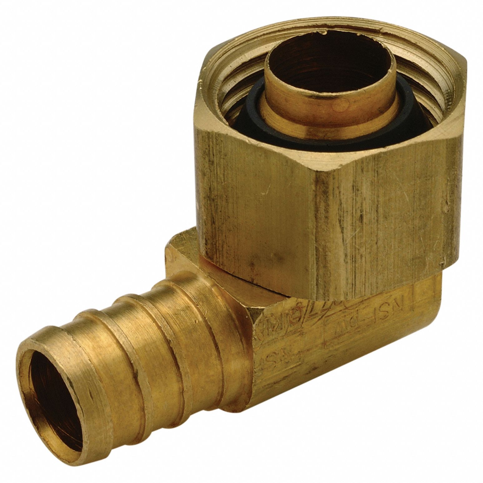 Barbed Fitting Elbow: 1/2 in Pipe x 1/2 in Pipe Size, FNPT x Barbed, Brass