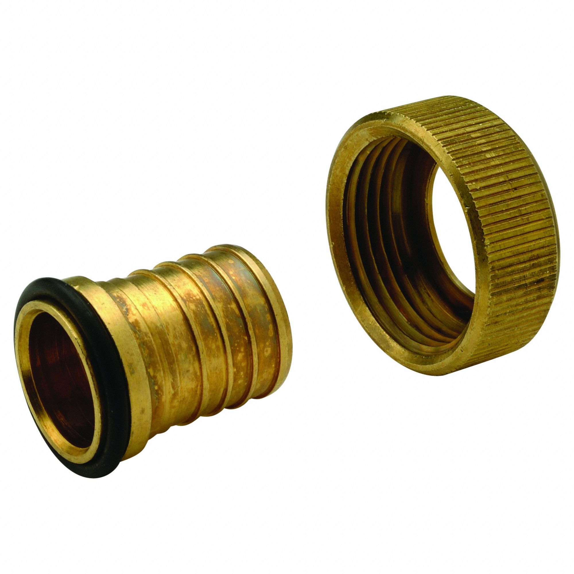 Barbed Fitting Adapter: 19/32 in ID x 3/4 in Pipe Size, Barbed x FNPT, Brass