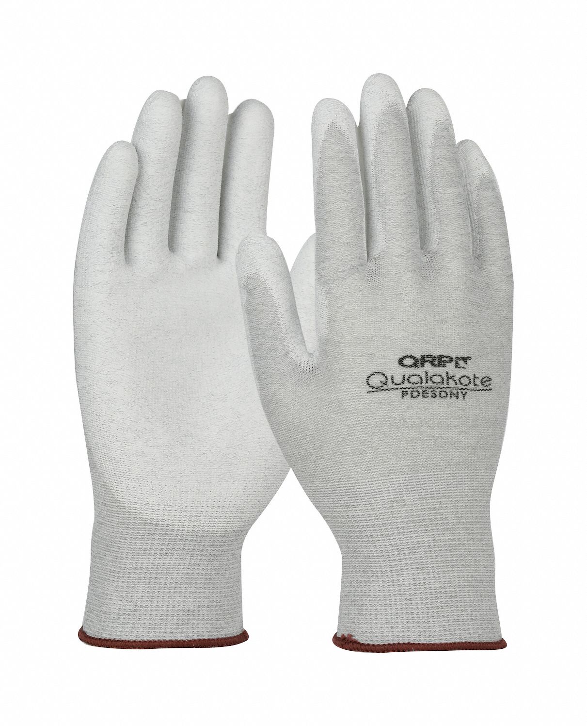 QUALAKOTE ESDNY PALM DIP ESD GLOVE, GREY, L, NYLON/CARBON FIBRE