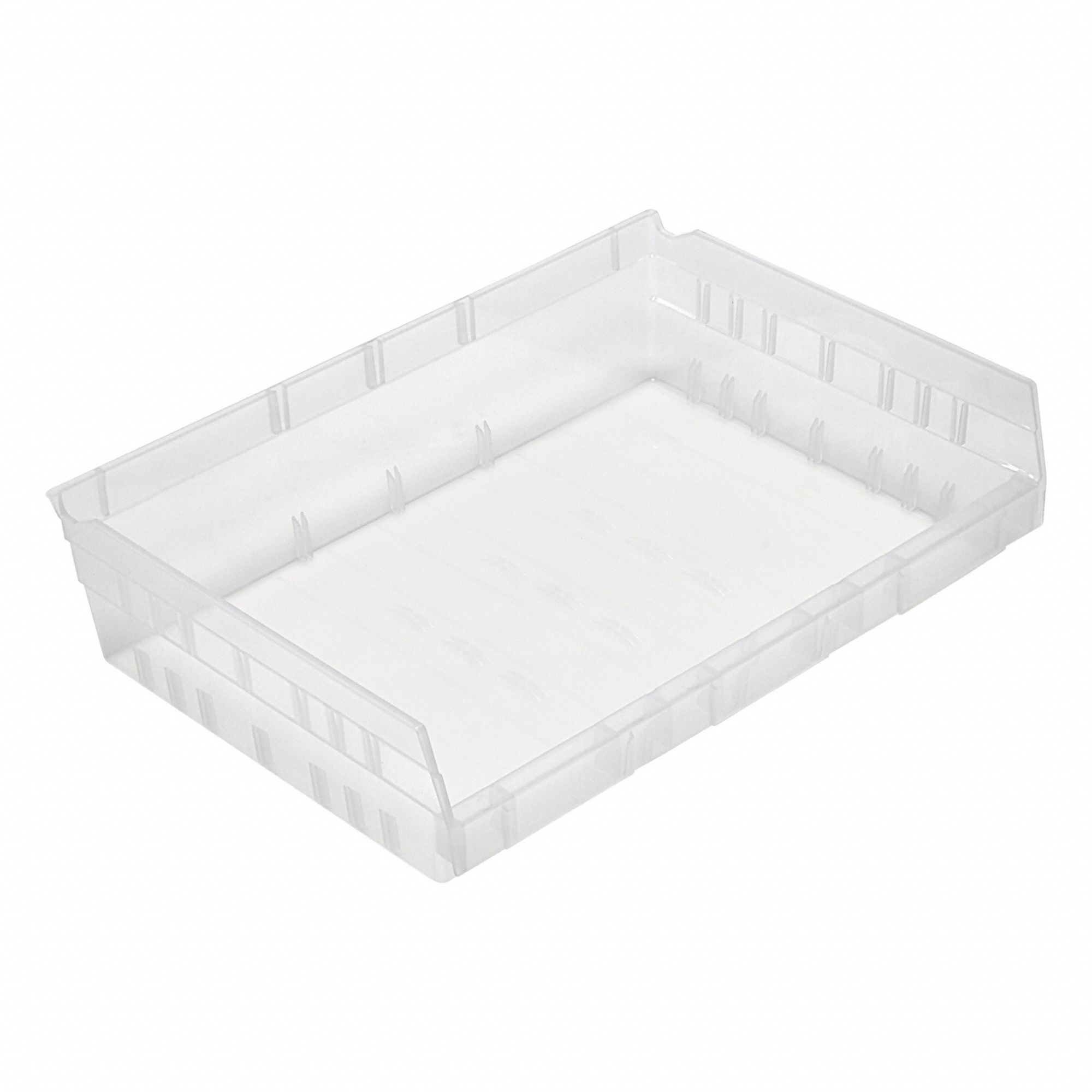 Economy nesting shelf bin: 11 5/8 in Overall Lg, 16 1/2 in x 4 in, Clear