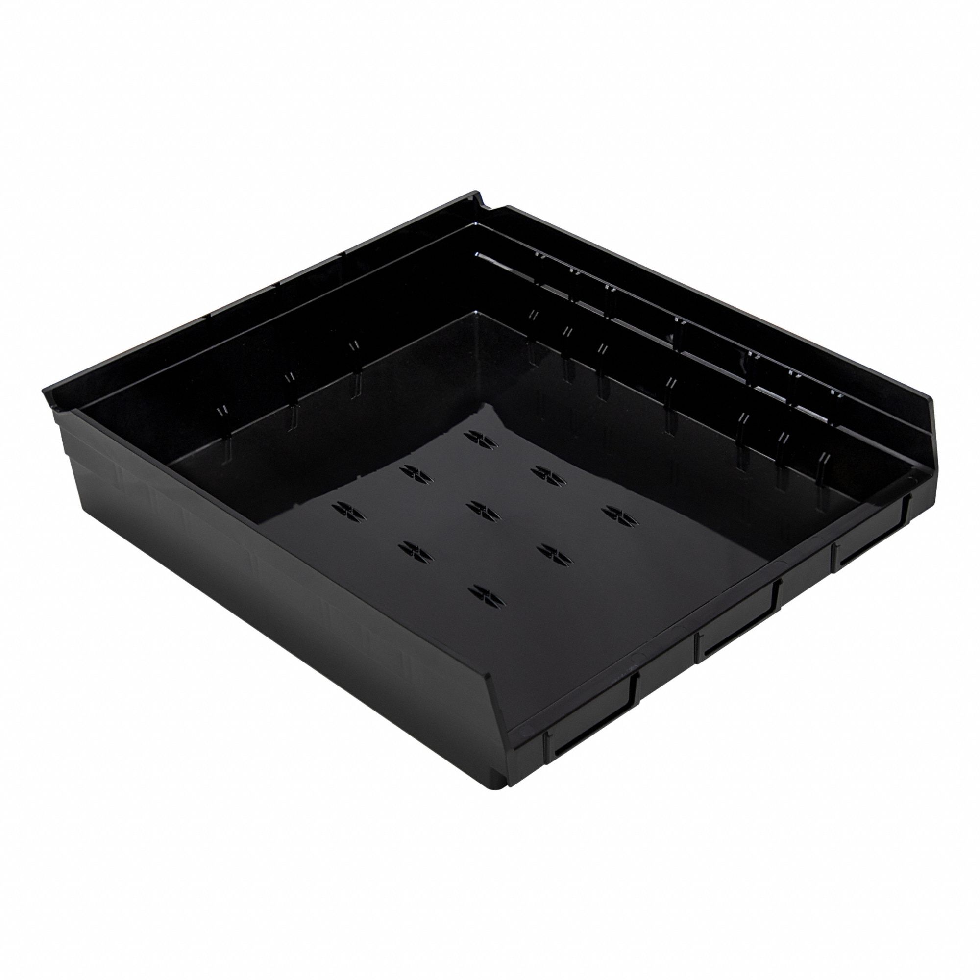 Economy nesting shelf bin: 17 7/8 in Overall Lg, 16 1/2 in x 4 in, Black
