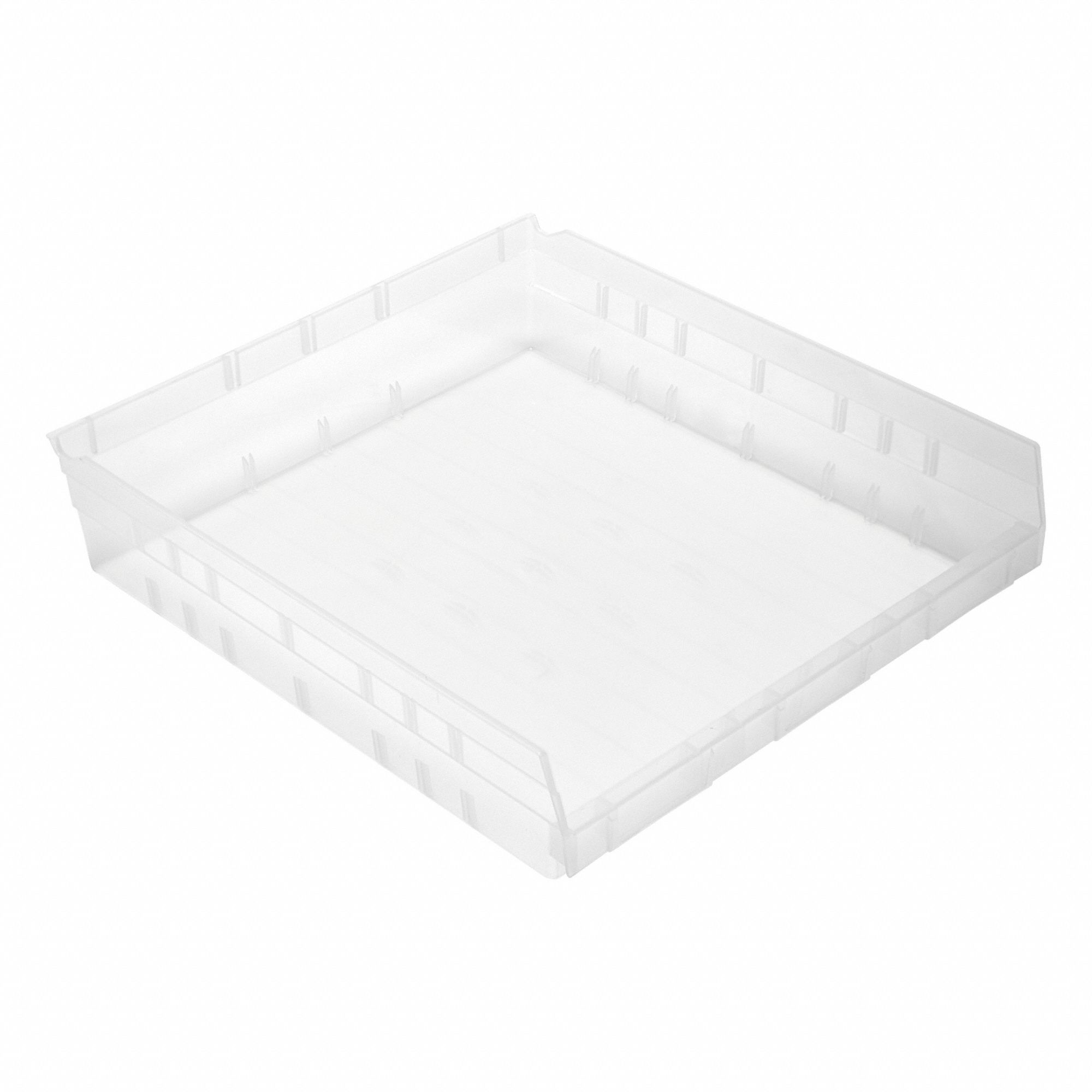 Economy nesting shelf bin: 17 7/8 in Overall Lg, 16 1/2 in x 4 in, Clear