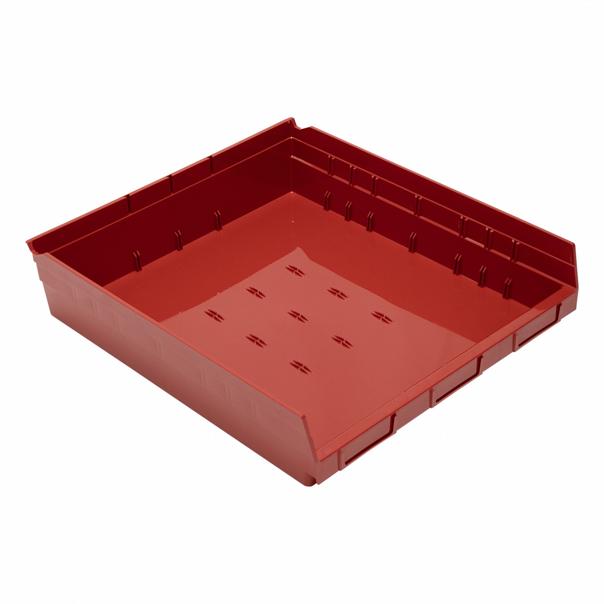 Economy nesting shelf bin: 17 7/8 in Overall Lg, 16 1/2 in x 4 in, Red