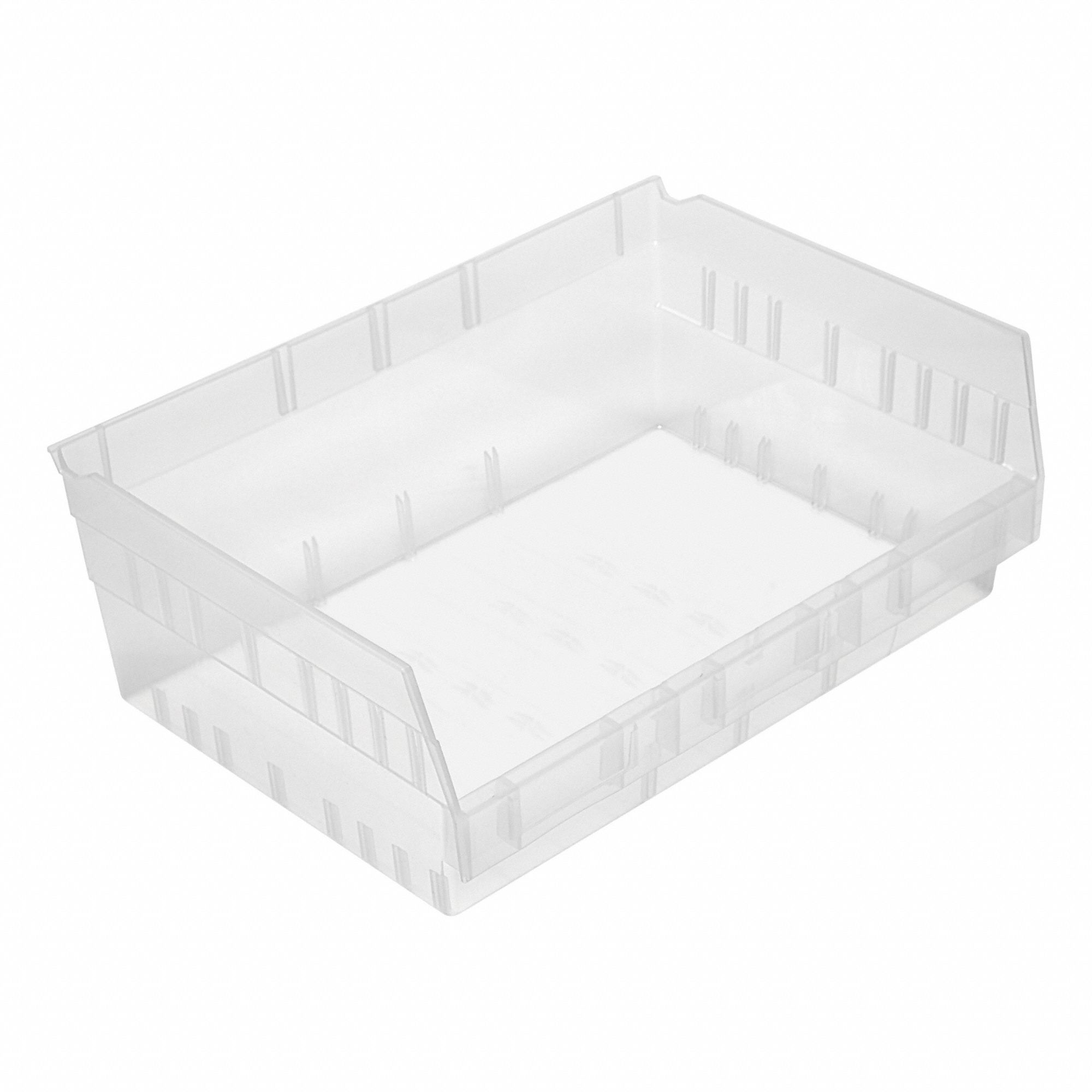 Economy nesting shelf bin: 11 5/8 in Overall Lg, 16 1/2 in x 6 in, Clear