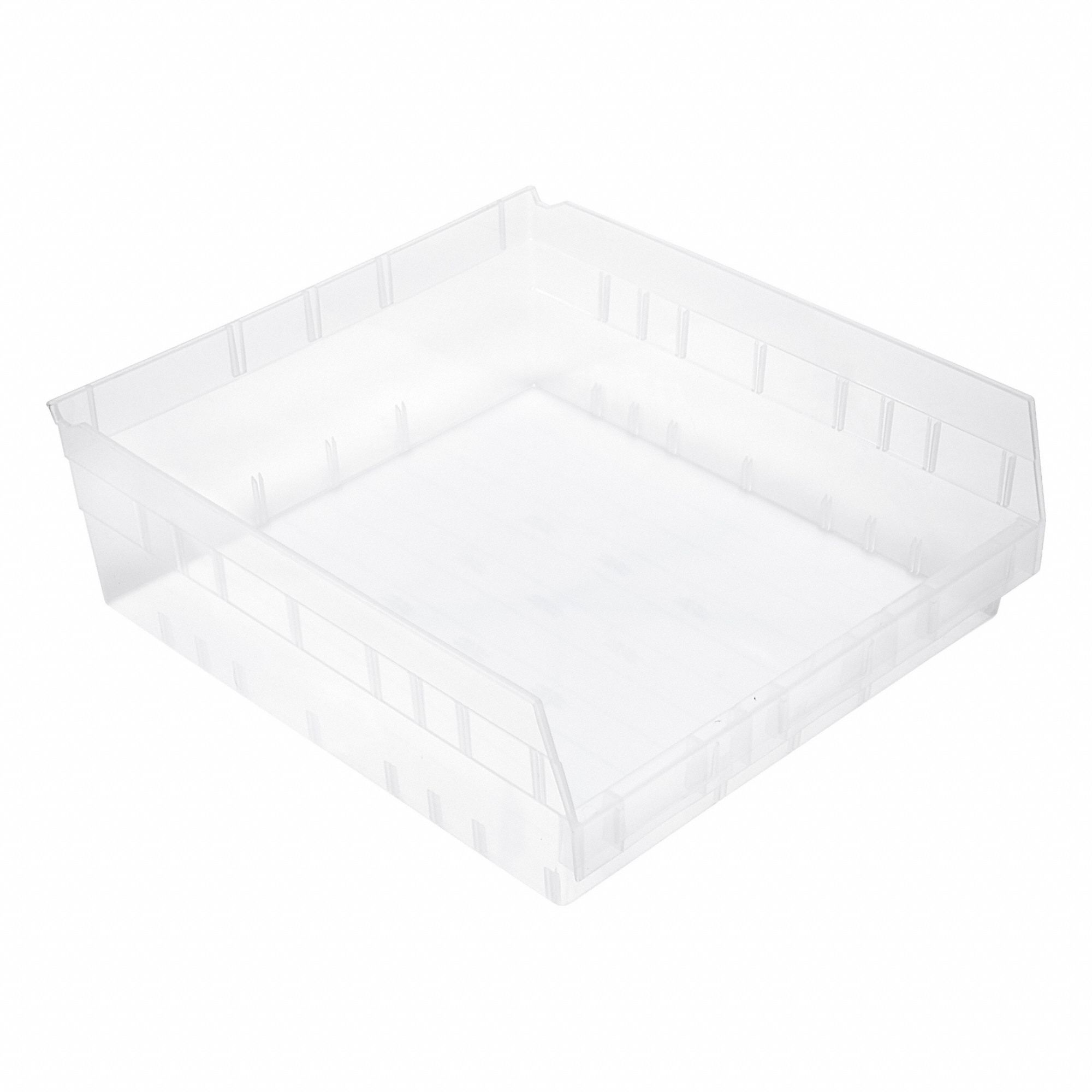 Economy nesting shelf bin: 17 7/8 in Overall Lg, 16 1/2 in x 6 in, Clear