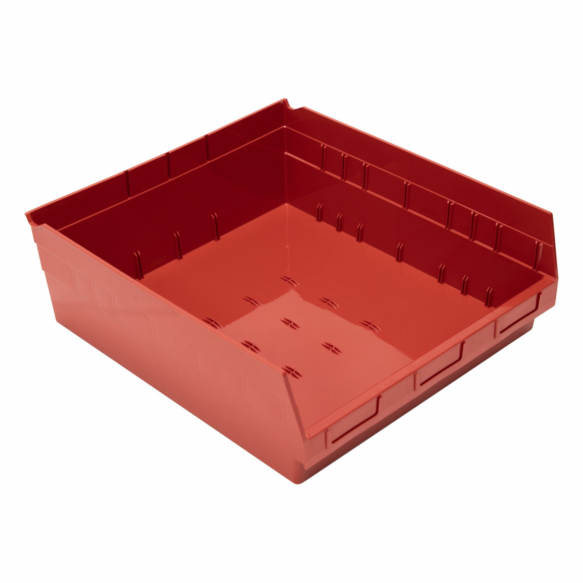 Economy Nesting Shelf Bin: 17 7/8 in Overall Lg, 16 1/2 in x 6 in, Red
