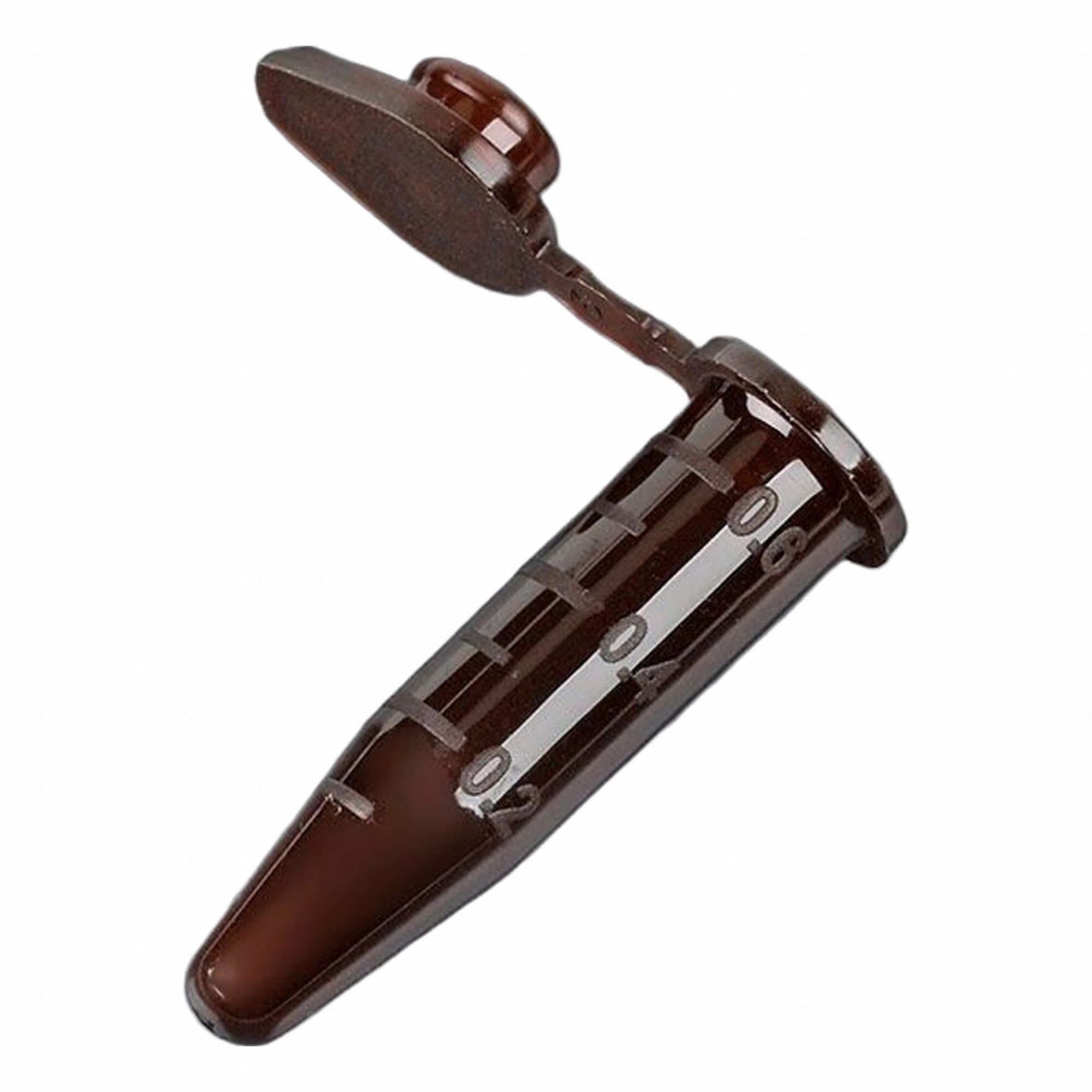 GLOBE SCIENTIFIC Microcentrifuge Tube: Microcentrifuge Tube, Polypropylene, 0.5 mL Capacity - mL (MPN 111554A). Key specifications — Brand: GLOBE SCIENTIFIC; Graduated: Yes; Closure Color: Colorless; Includes: Attached Snap Cap; Includes Closure: Yes; Body Color: Amber; Bottom Shape: Conical; Body Material: Polypropylene.