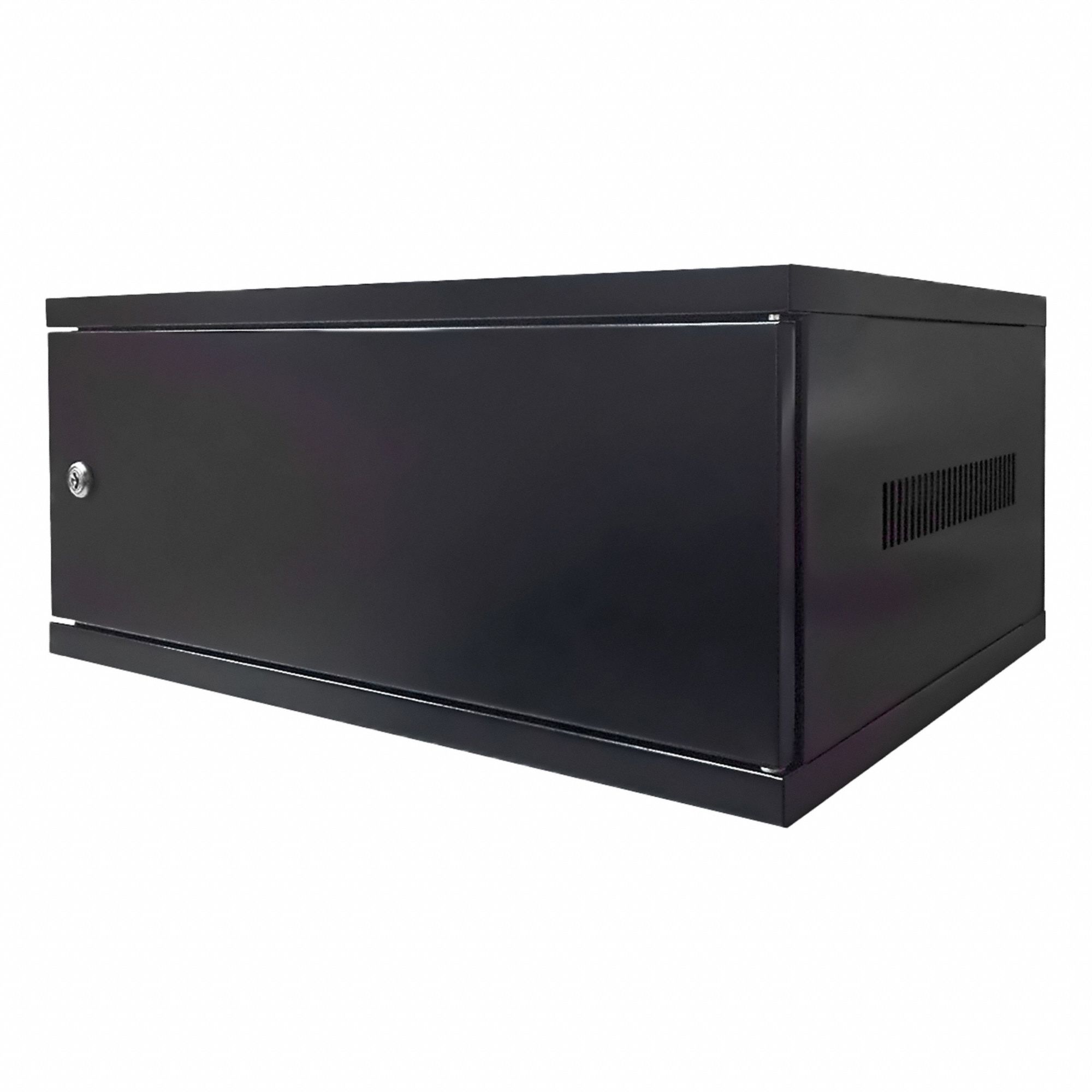 Network Cabinet: 4 Rack Units, 8 3/4 in x 21 1/4 in x 13 in, Black Powder Coated, Steel