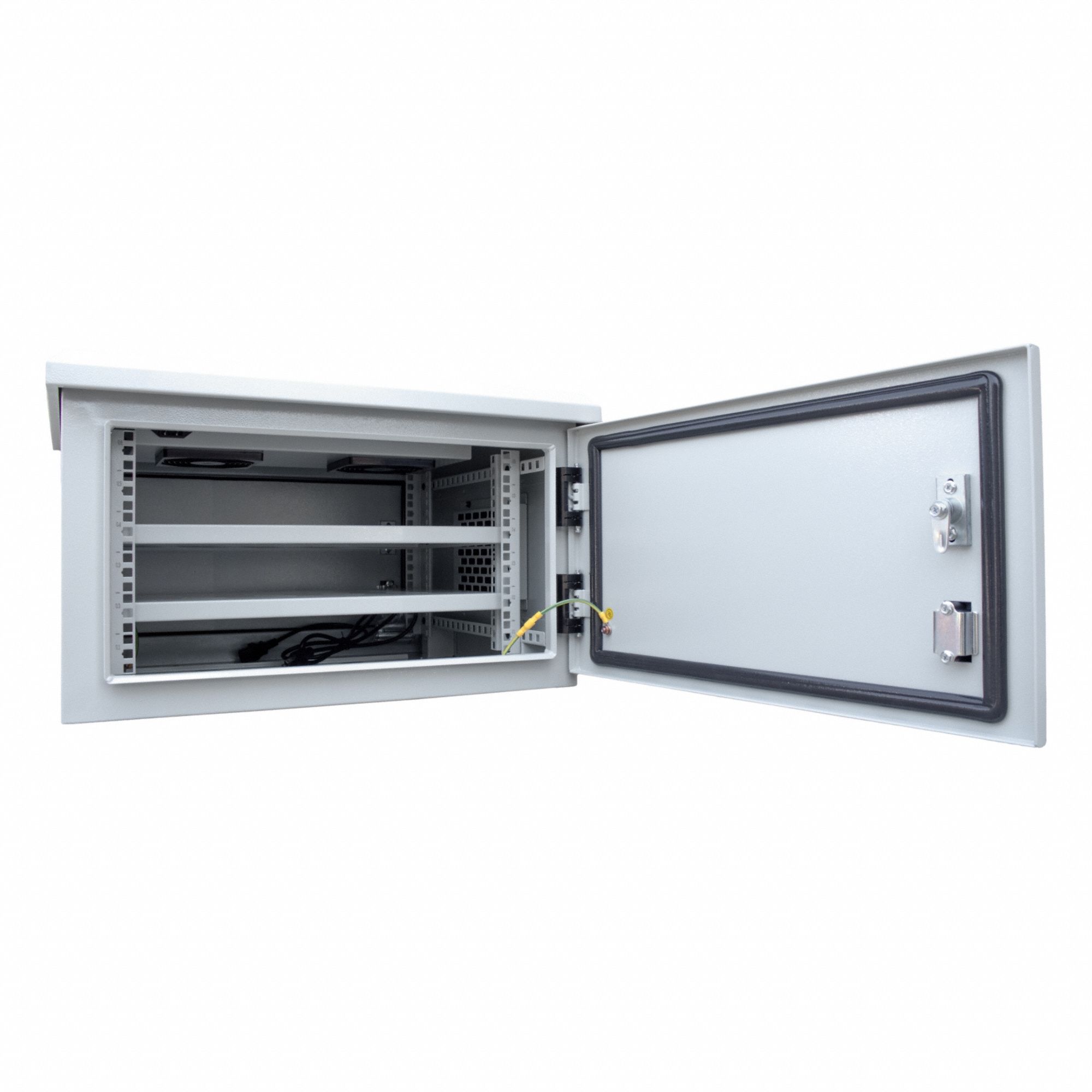 Network Cabinet: 6 Rack Units, 14 5/8 in x 23 5/8 in x 17 3/4 in, Powder Coated, Steel