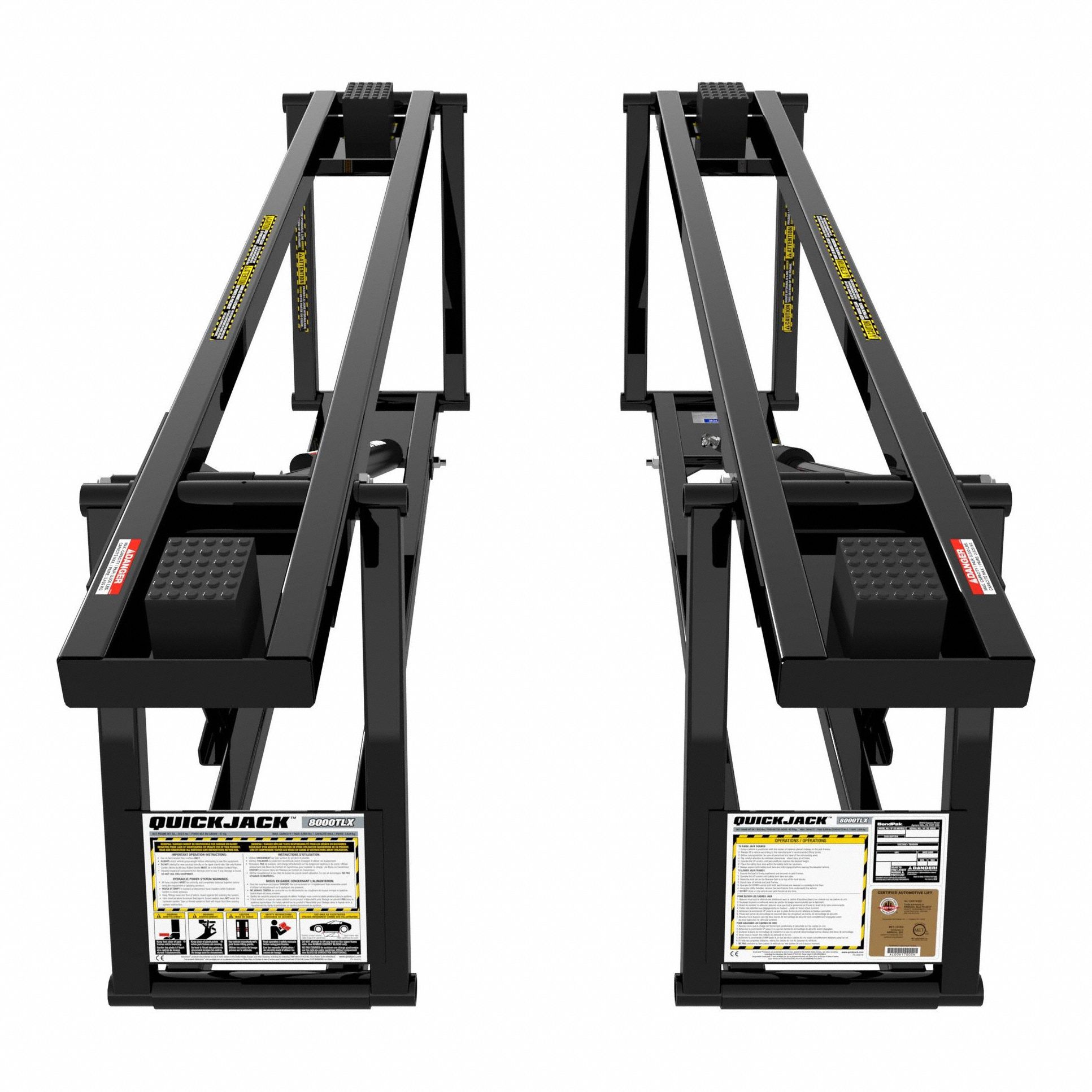 Portable Car Lift: 8, 000 lb Load Capacity, 24 1/2 in Max Lift Ht, 3 1/2 in Min Lift Ht, PR