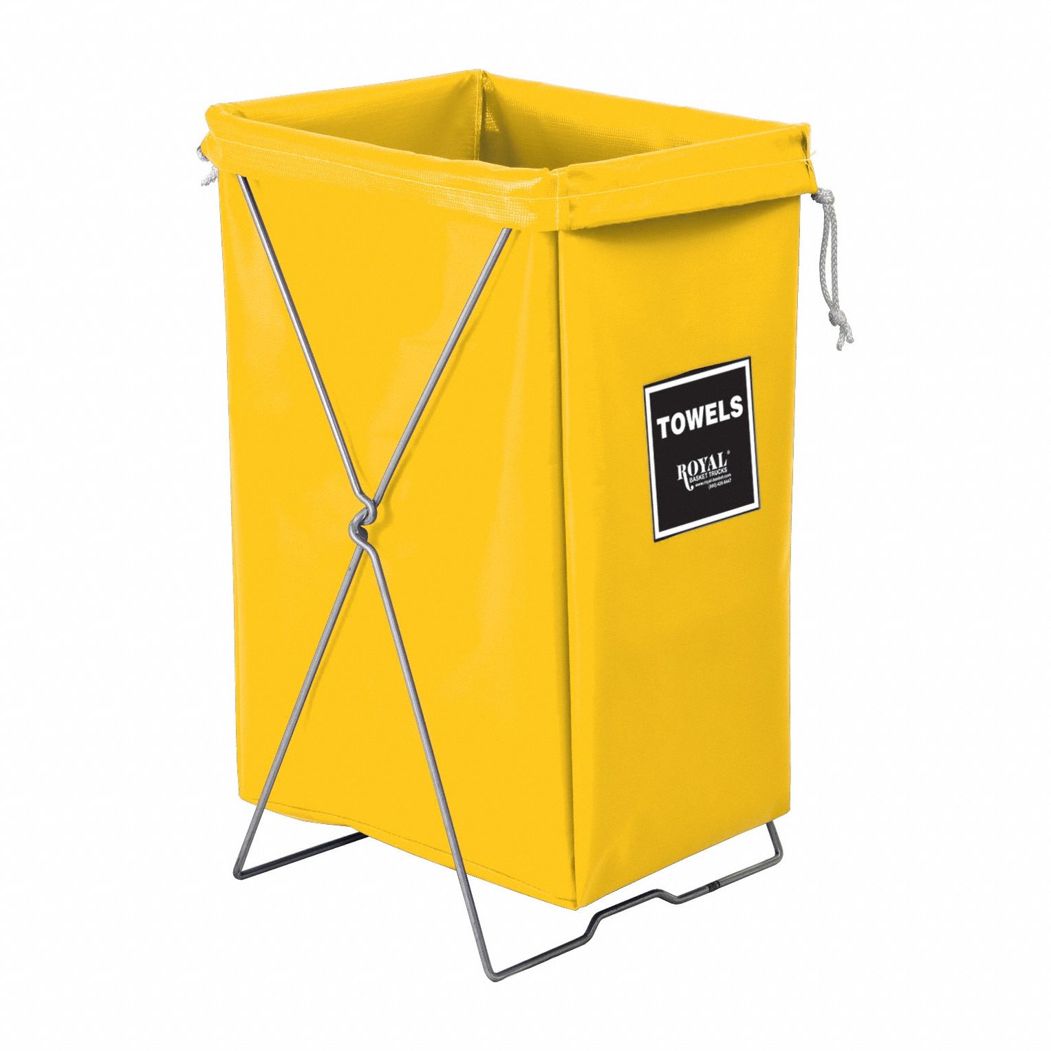 Hamper: Vinyl Liner, Yellow, 4.2 cu ft Total Volume, 16 in Overall Lg