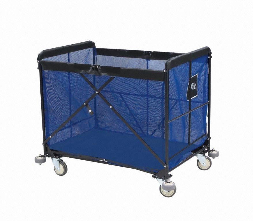 Collapsible Basket Truck: Blue, (2) Rigid/(2) Swivel, 8 bu Truck Capacity