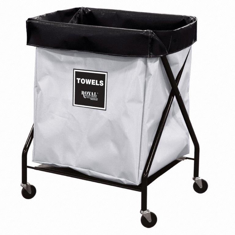 X-Frame Hamper: Vinyl Liner, White, (4) Swivel, 7.6 cu ft Total Volume, Steel