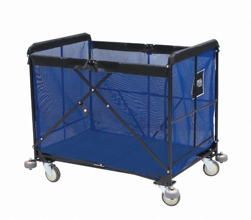 Collapsible Basket Truck: Blue, (2) Rigid/(2) Swivel, 16 bu Truck Capacity
