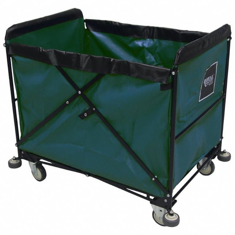 Collapsible Basket Truck: Green, (2) Rigid/(2) Swivel, 16 bu Truck Capacity
