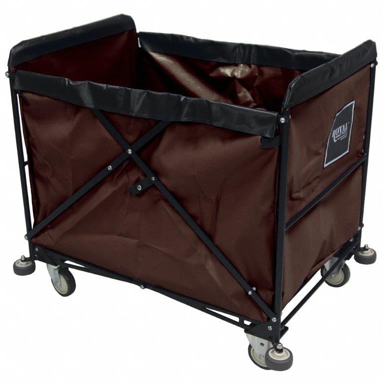 Collapsible Basket Truck: Brown, (2) Rigid/(2) Swivel, 16 bu Truck Capacity