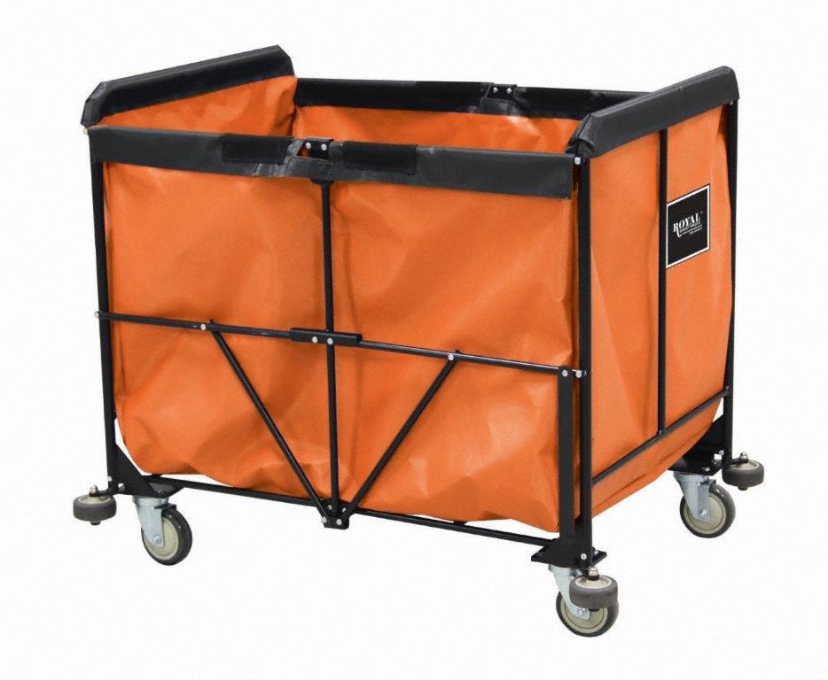Collapsible Basket Truck: Orange, (4) Swivel, 16 bu Truck Capacity, Vinyl