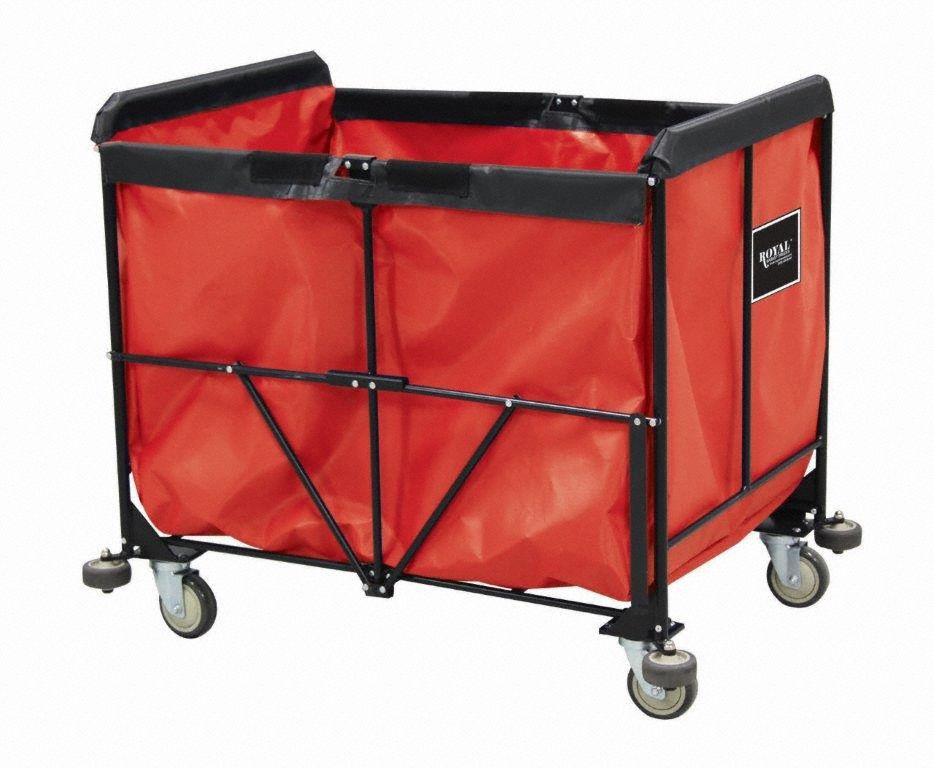 Collapsible Basket Truck: Red, (2) Rigid/(2) Swivel, 16 bu Truck Capacity, Vinyl
