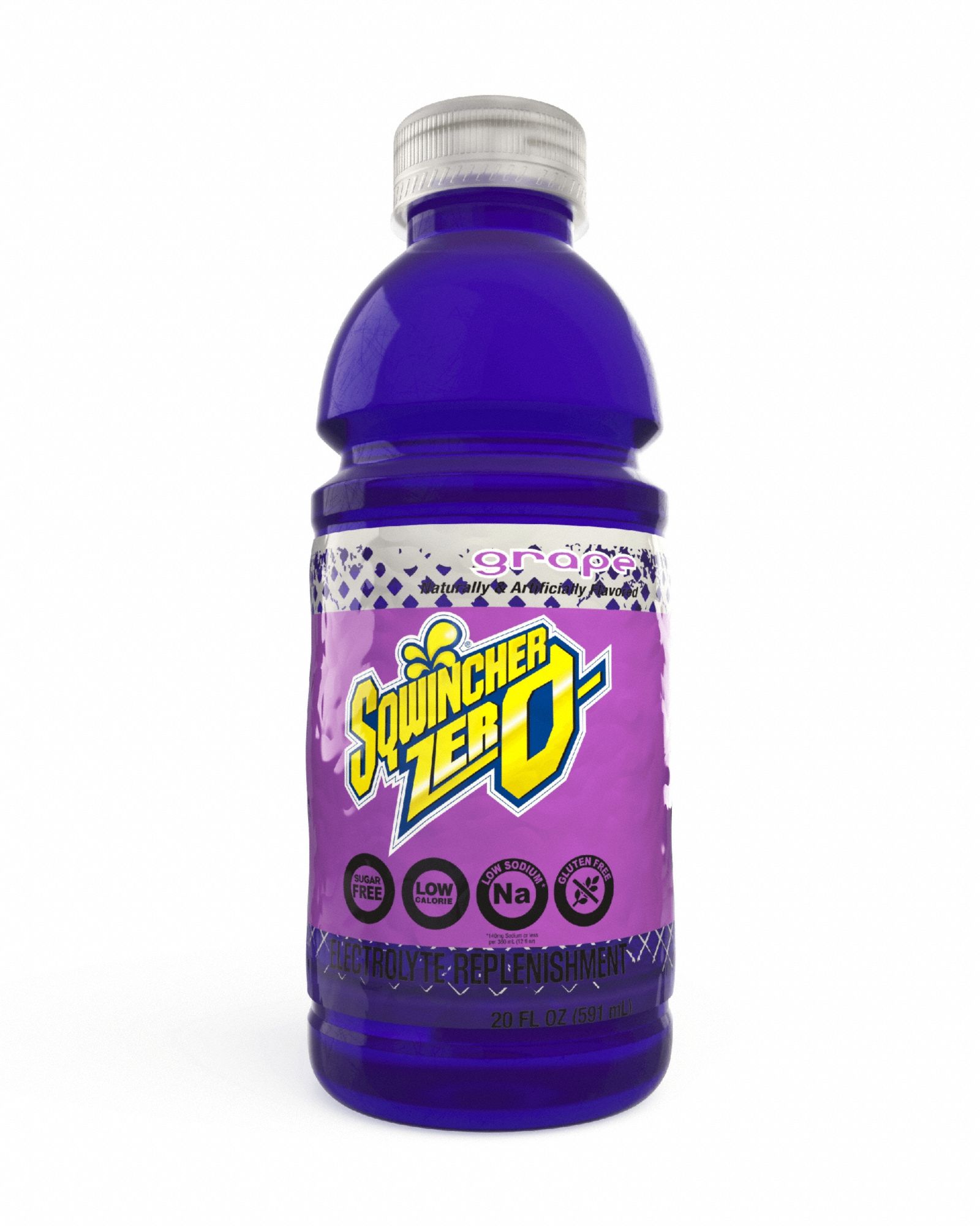 Sports Drink: Grape, Single-Serve, 20 fl oz Container Size, Sugar-Free, Purple, 24 PK