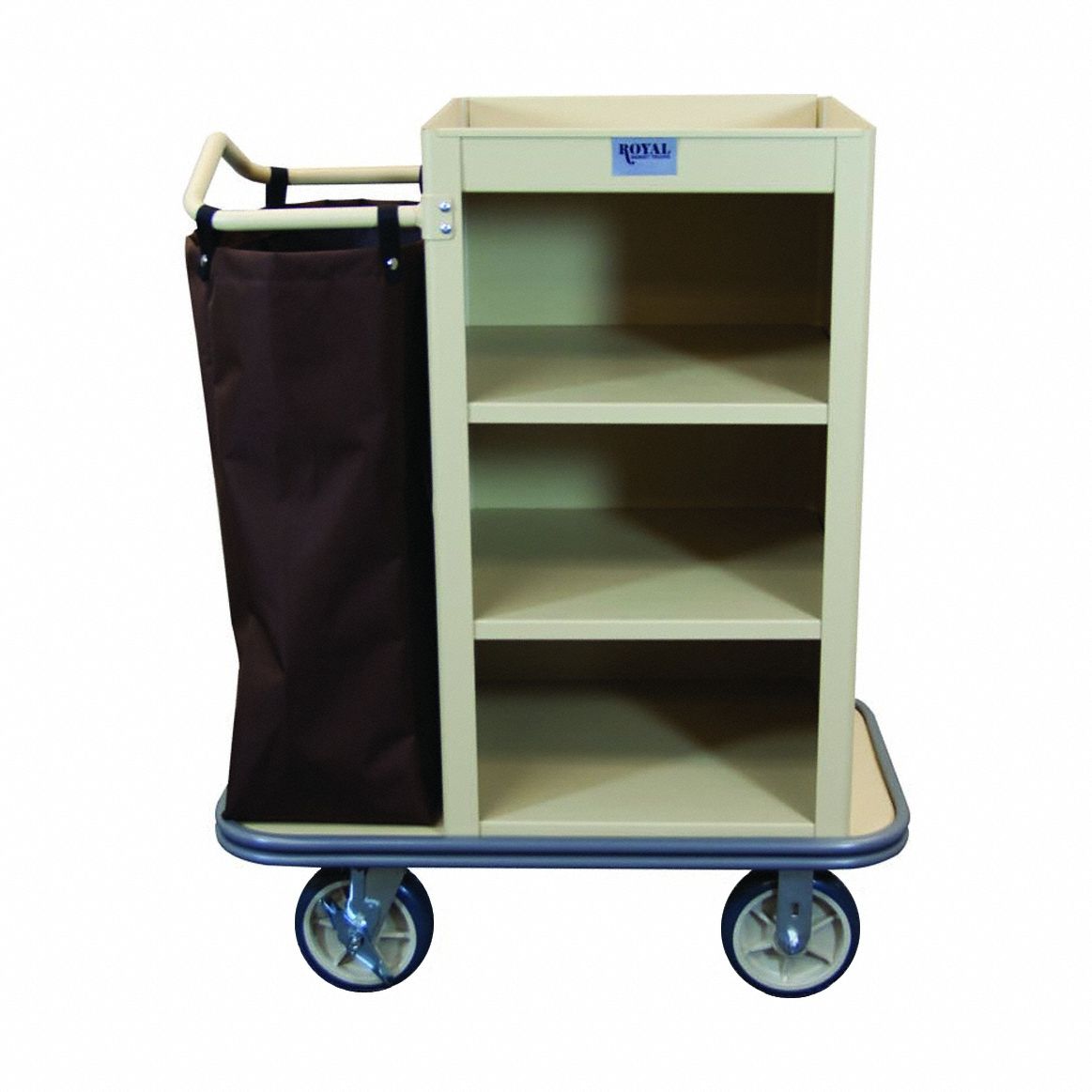 Housekeeping Cart: Beige, 47 in Overall Ht, 22 in Overall Wd, 37 in Overall Dp
