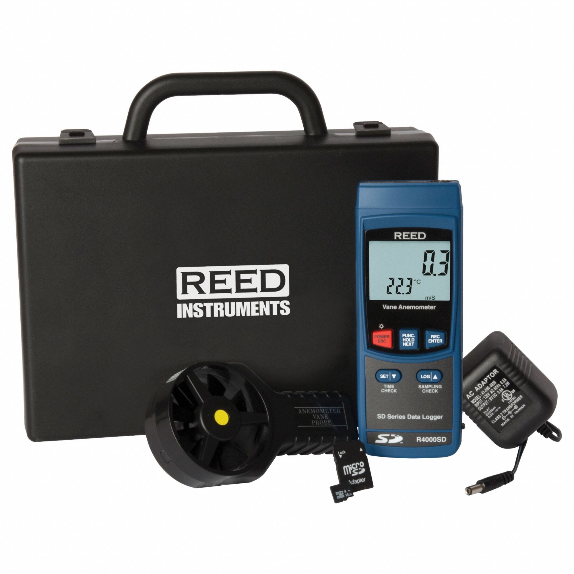 REED INSTRUMENTS, 40 fpm Air Velocity Resolution, Air Velocity/Temp ...