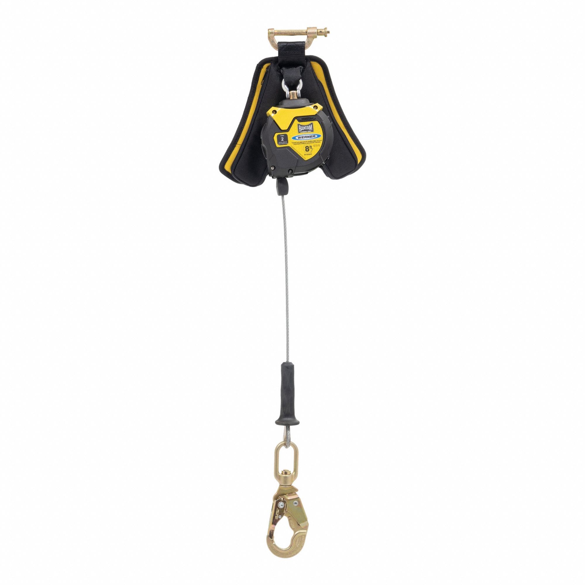 Self-Retracting Lifeline: Steel Swivel Snap Hook Anchor, Harness Steel Quick-Connect, Bantam
