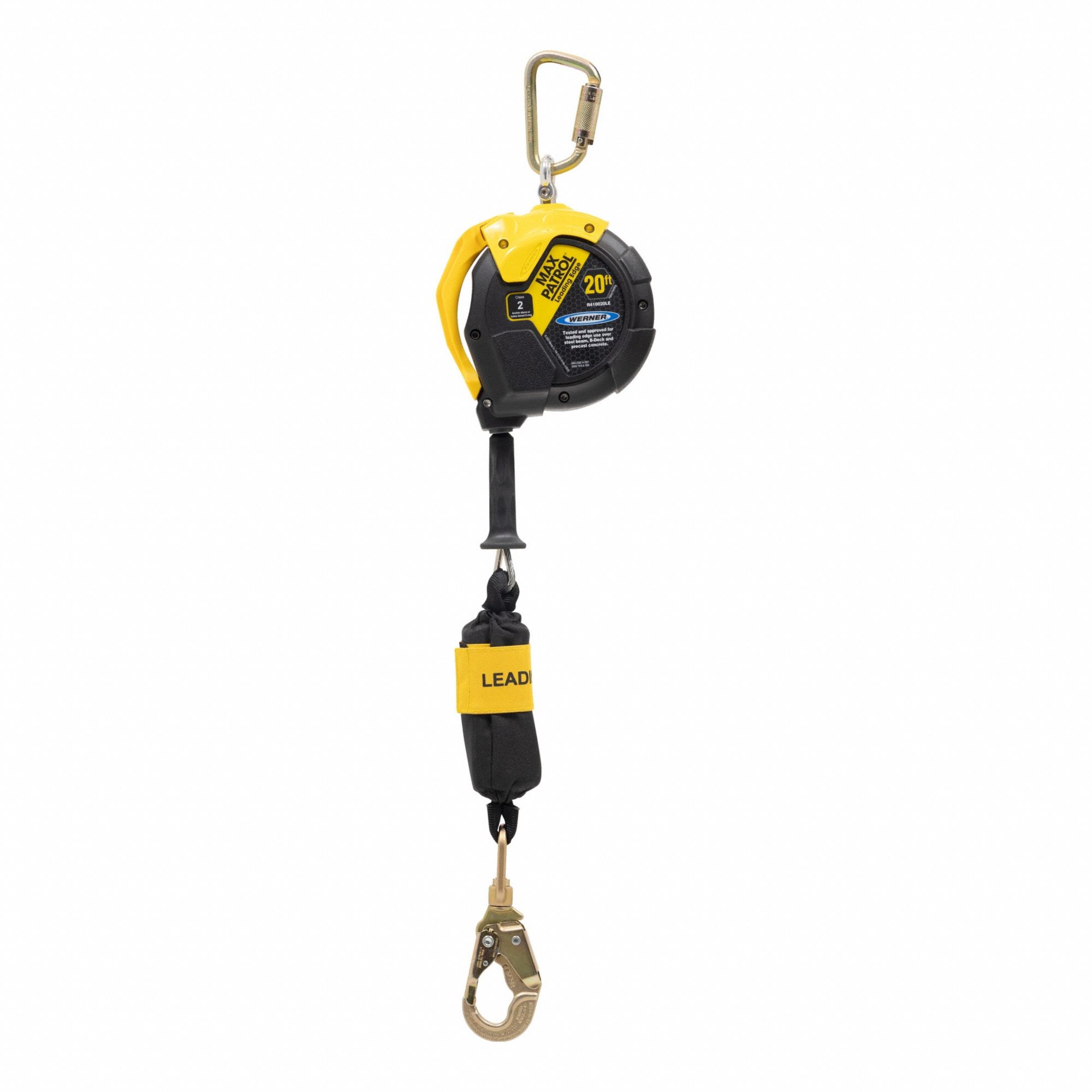 Self-Retracting Lifeline: Steel Carabiner Anchor, Harness Steel Swivel Snap Hook, 20 ft Line