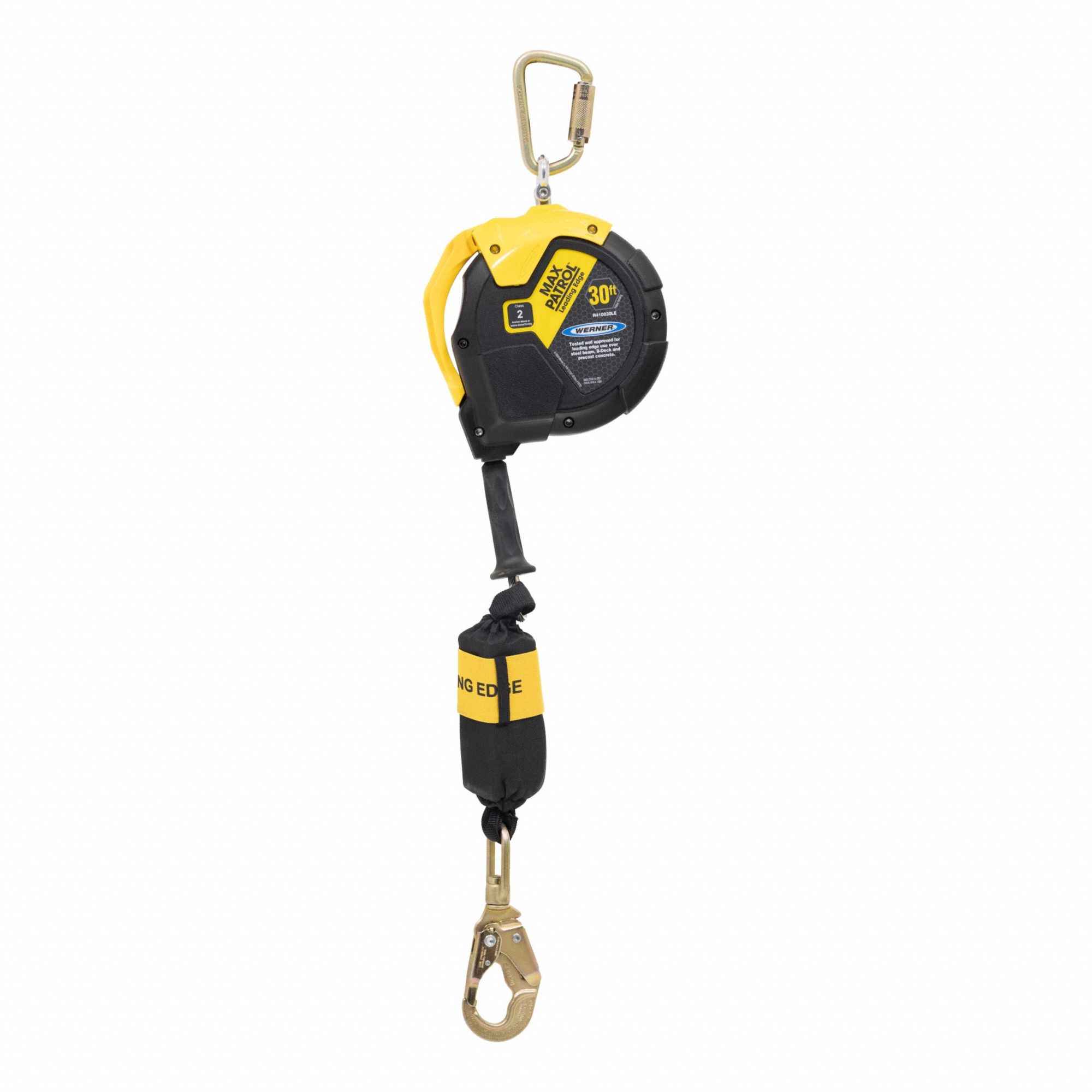 Self-Retracting Lifeline: Steel Carabiner Anchor, Harness Steel Swivel Snap Hook, 30 ft Line