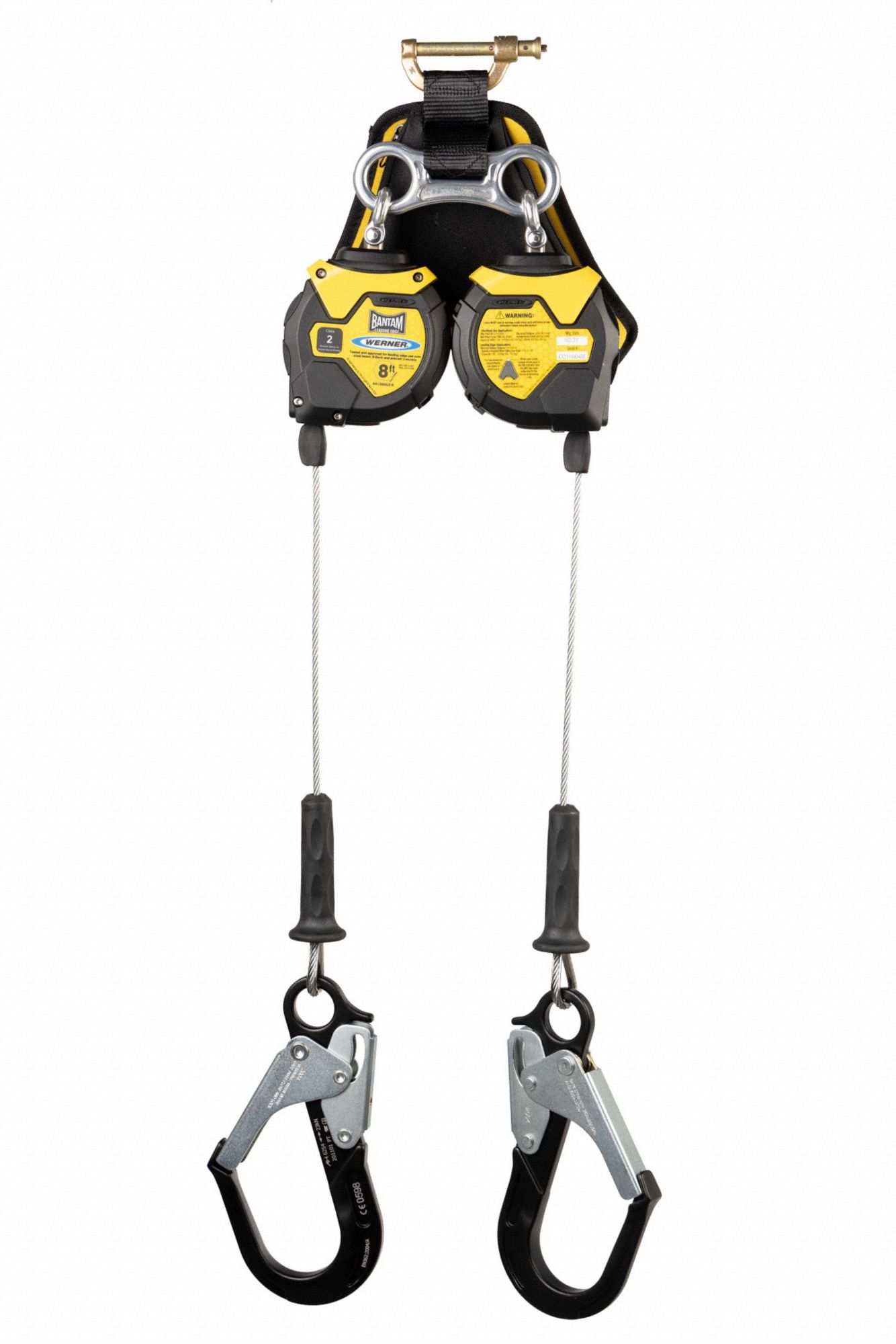 Self-Retracting Lifeline: 2 1/2 inAluminum Rebar Hook Anchor, Harness Steel Quick-Connect