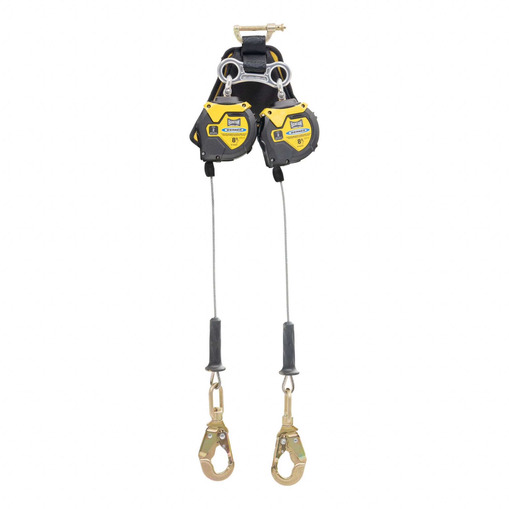 Self-Retracting Lifeline: Steel Swivel Snap Hook Anchor, Harness Steel Quick-Connect, 2 legs