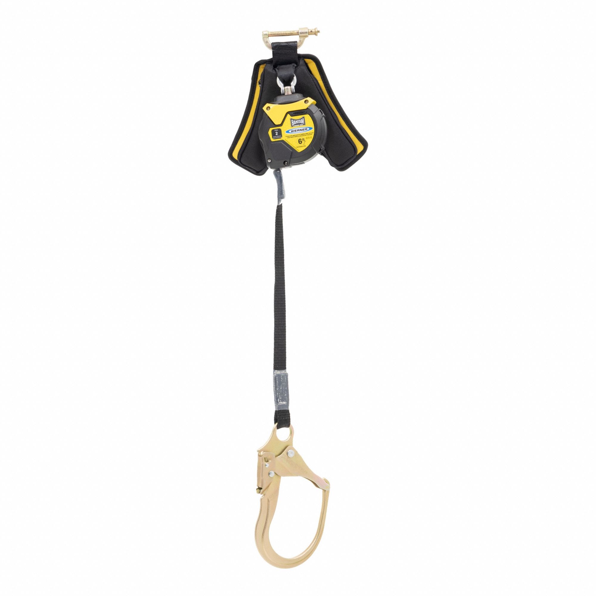 Self-Retracting Lifeline: 2 3/4 inSteel Snap Hook Anchor, Harness Steel Quick-Connect, Bantam