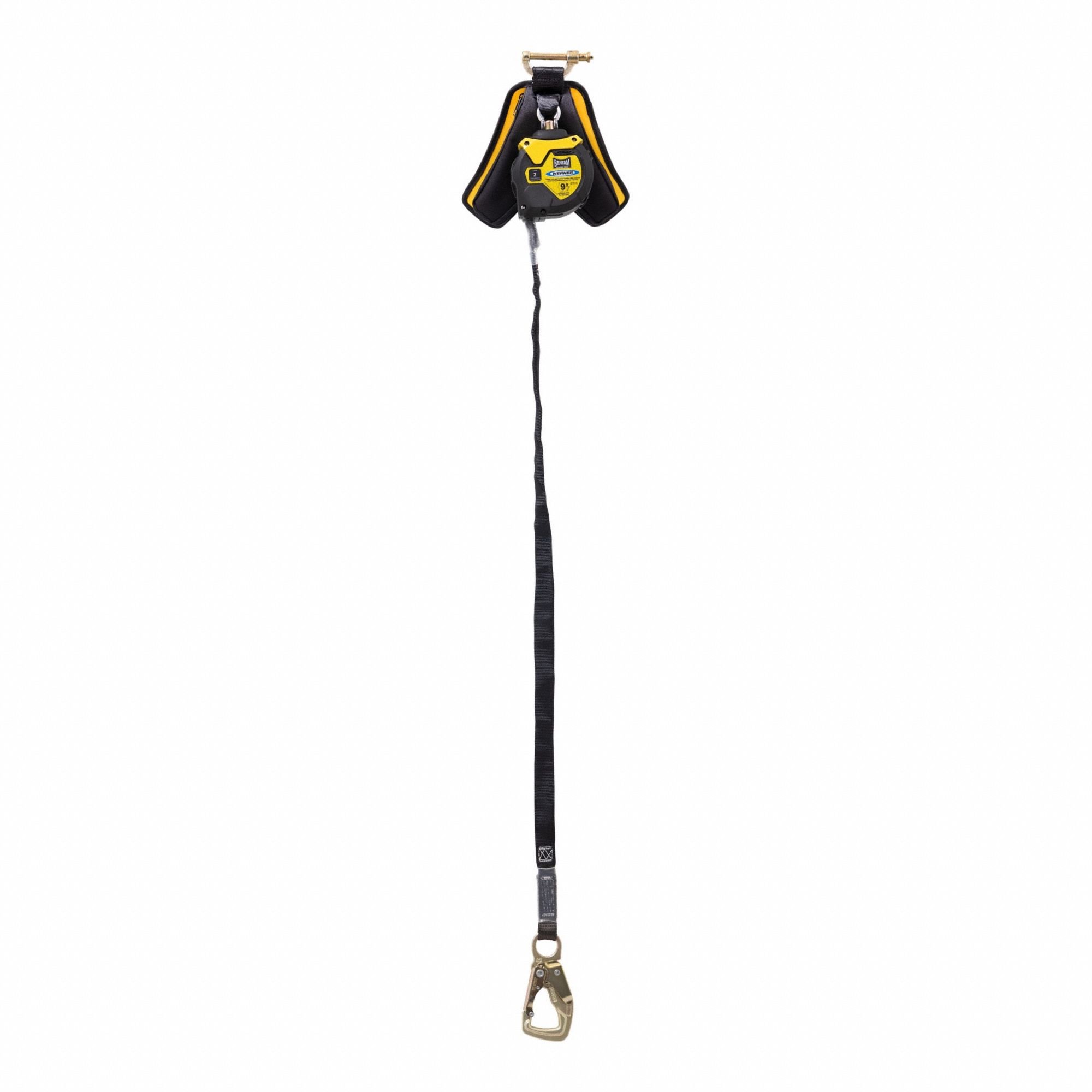 Self-Retracting Lifelines: Steel Tie-Back Anchor, Harness Steel Quick-Connect, 9 ft Line