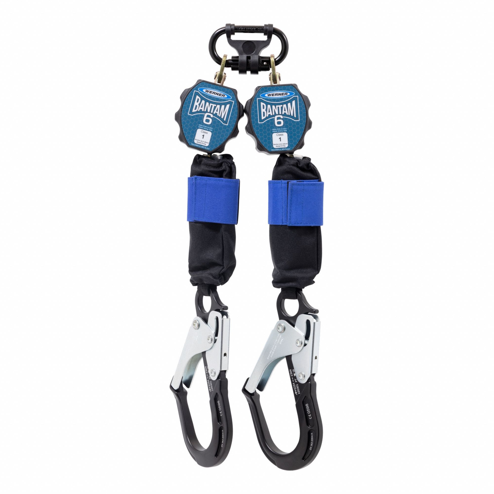 Self-Retracting Lifeline: 2 1/2 inAluminum Rebar Hook Anchor, Harness Steel Quick-Connect