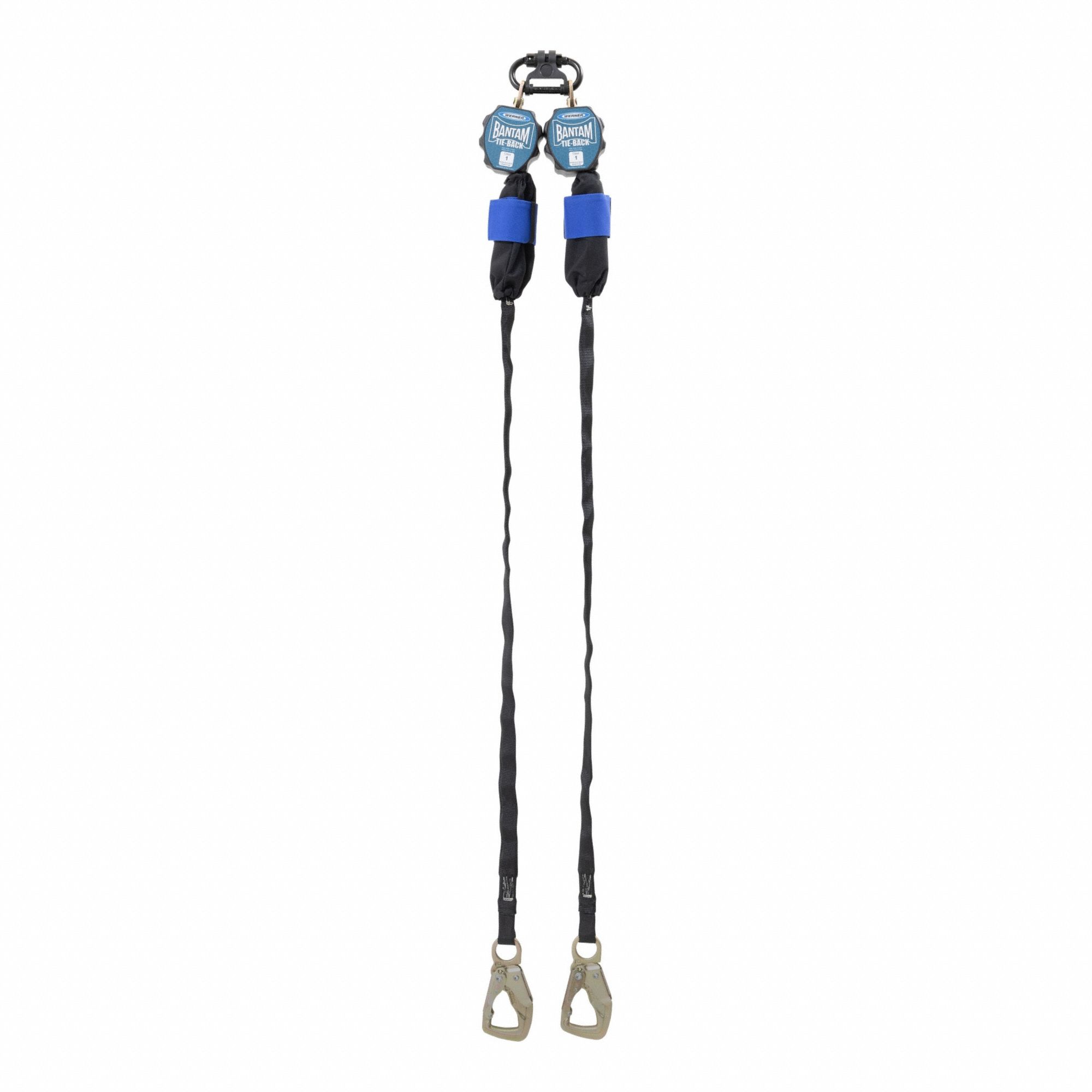 Self-Retracting Lifeline: Steel Tie-Back Anchor, Harness Steel Quick-Connect, 2 legs