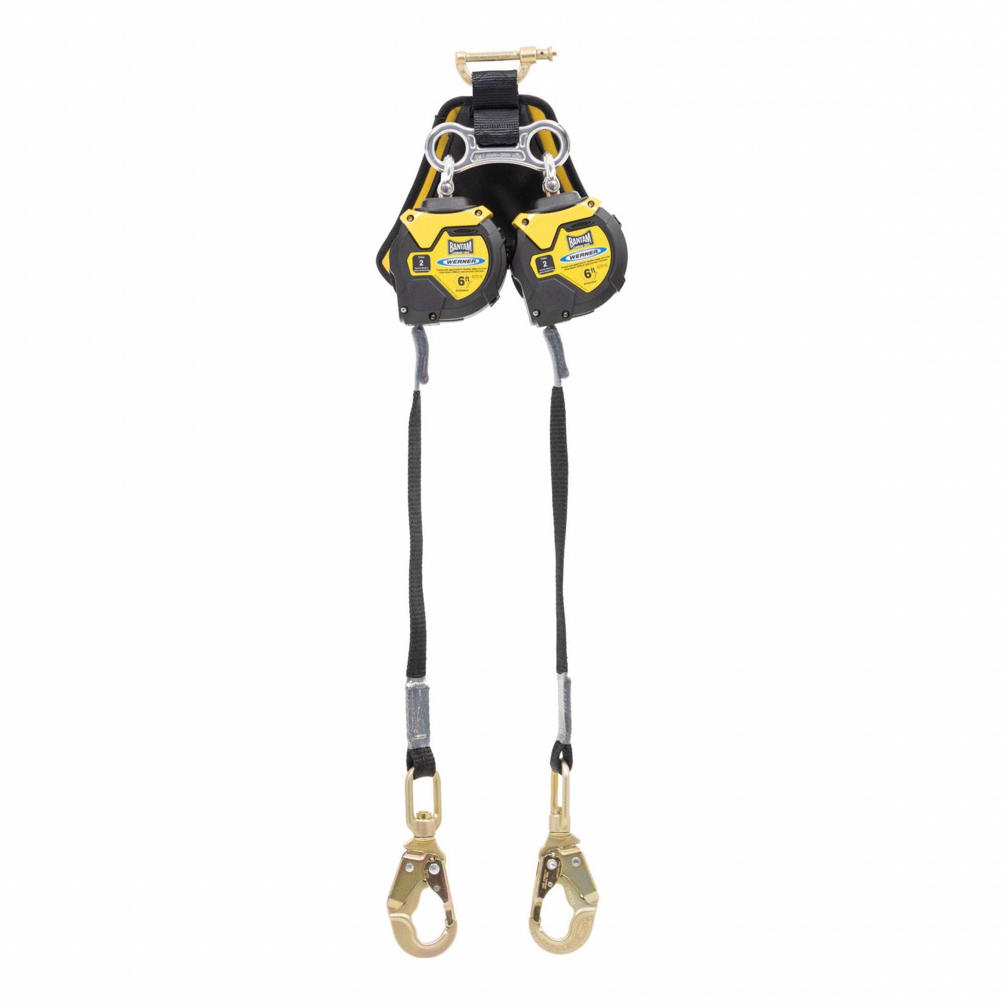 Self-Retracting Lifeline: Steel Snap Hook Anchor, Harness Steel Quick-Connect, 2 legs
