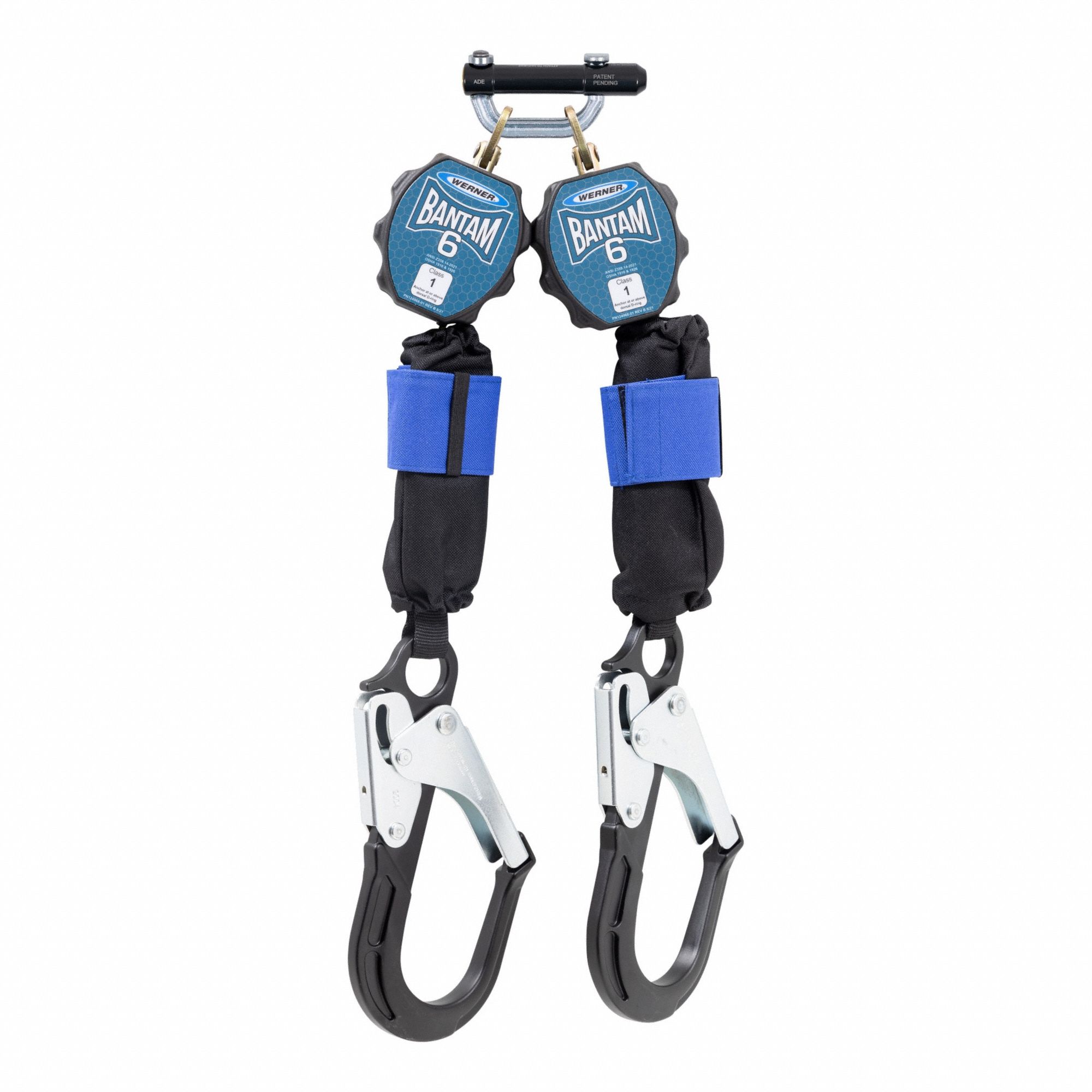 Self-Retracting Lifeline: 2 1/2 inAluminum Rebar Hook Anchor, Harness Aluminum Quick-Connect