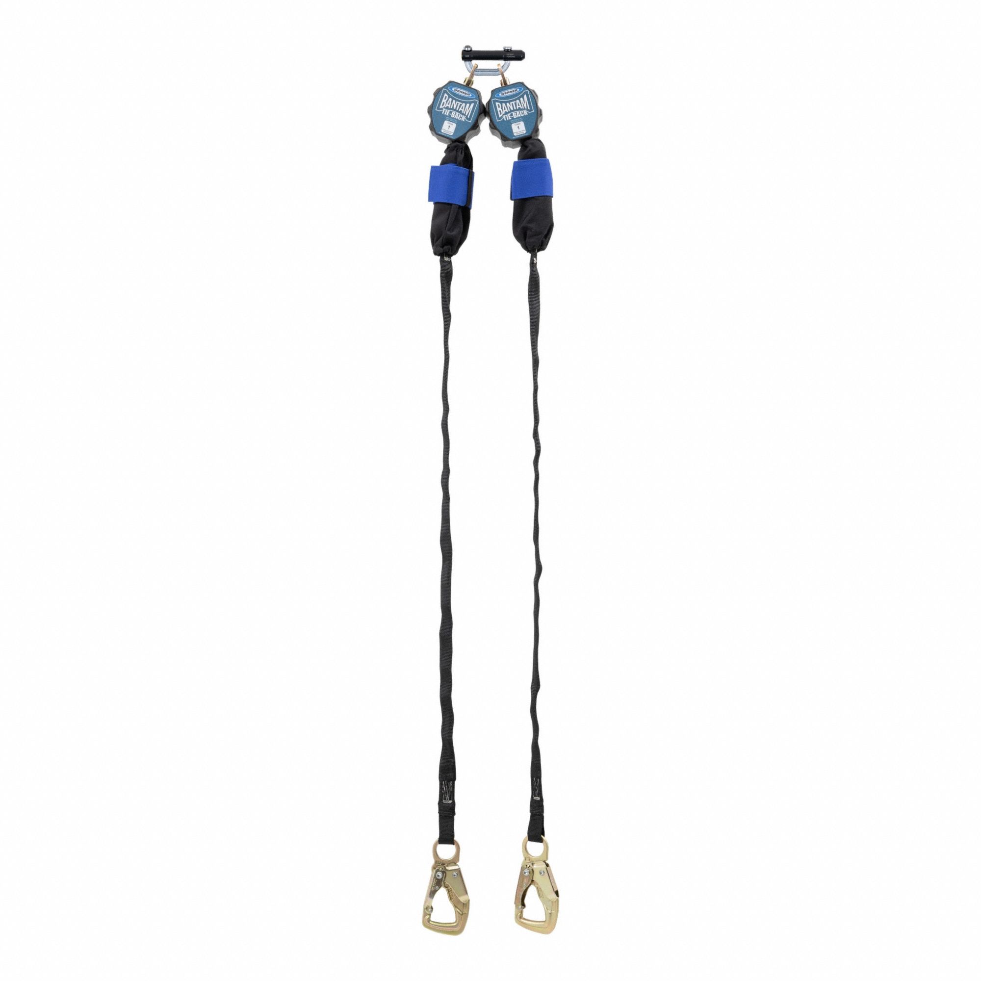 Self-Retracting Lifelines: Steel Tie-Back Anchor, Harness Aluminum Quick-Connect, 2 legs