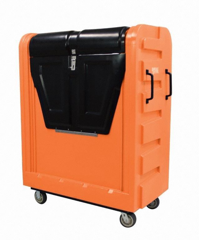 Bulk Security Truck: Orange, (2) Rigid/(2) Swivel, 50 1/2 in Overall Lg