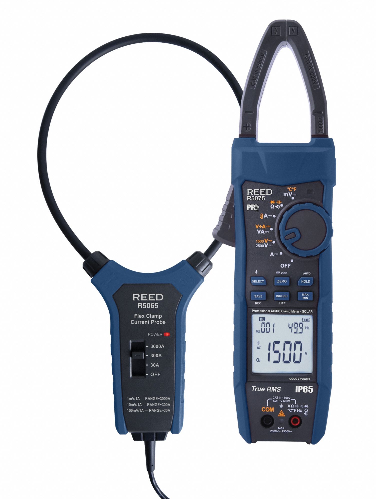 Digital Clamp Meter: TRMS, CAT III 1500V/CAT IV 600V, 9, 999 Instrument Counts